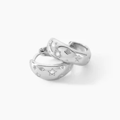 Histoire d'Or Créoles Astre Precieux Argent Blanc Oxyde De Zirconium Hot