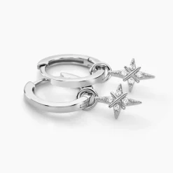 Histoire d'Or Créoles Astre Precieux Argent Blanc Oxyde De Zirconium Outlet