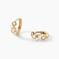 Histoire d'Or Créoles Aurena Plaque Or Jaune Oxyde De Zirconium