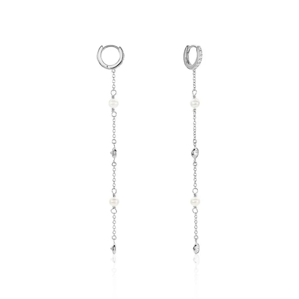 Histoire d'Or Créoles Cadogan Argent Blanc Perle De Culture Oxyde De Zirconium Outlet