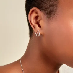 Histoire d'Or Créoles Cailin Argent Blanc Oxyde De Zirconium