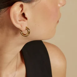 Histoire d'Or Créoles Cassis acier jaune Discount