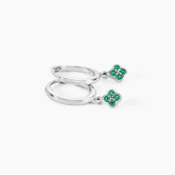 Histoire d'Or Créoles Clova Argent Blanc Pierre De Synthese New