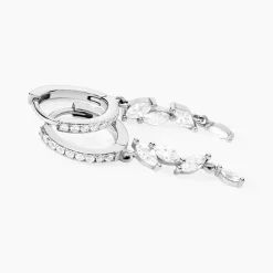 Histoire d'Or Créoles Elnore Argent Blanc Oxyde De Zirconium Hot