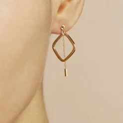 Histoire d'Or Créoles Elyette Carre Ajoure Or Jaune Discount