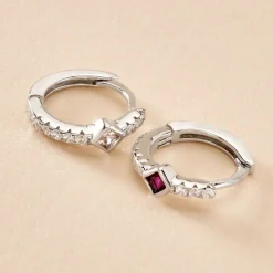 Histoire d'Or Créoles Fane Argent Rhodié Oxyde De Zirconium argent blanc oxyde Online