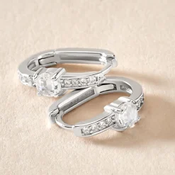 Histoire d'Or Créoles Francene Argent Blanc Oxyde De Zirconium New