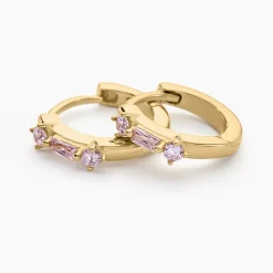 Histoire d'Or Créoles Gianna Plaqué Or Jaune Oxyde De Zirconium plaqué or dore oxyde rose Clearance