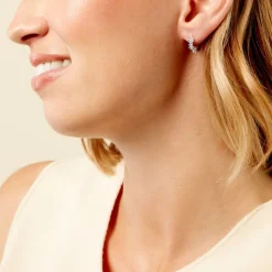 Histoire d'Or Créoles Ginnie Argent Blanc Oxyde De Zirconium Clearance