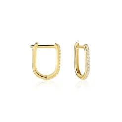 Histoire d'Or Créoles Graphic Lines Or Jaune Oxyde De Zirconium New