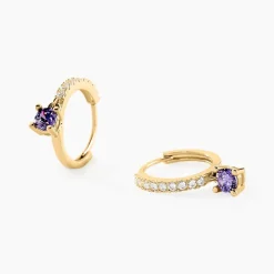 Histoire d'Or Créoles Grazyna Or Jaune Améthyste Oxyde De Zirconium or jaune améthyste violet Best