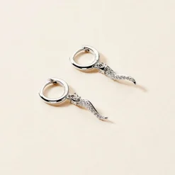 Histoire d'Or Créoles Horn Argent Blanc Oxyde De Zirconium Discount