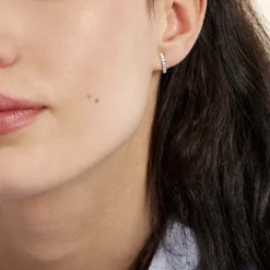 Histoire d'Or Créoles Jacoba Rondes Or Blanc Oxyde De Zirconium Sale