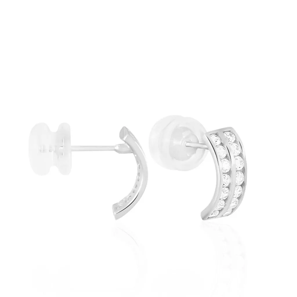 Histoire d'Or Créoles Jacobee Rondes Or Blanc Oxyde De Zirconium Hot