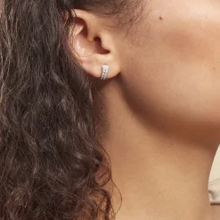 Histoire d'Or Créoles Jacobee Rondes Or Blanc Oxyde De Zirconium Hot