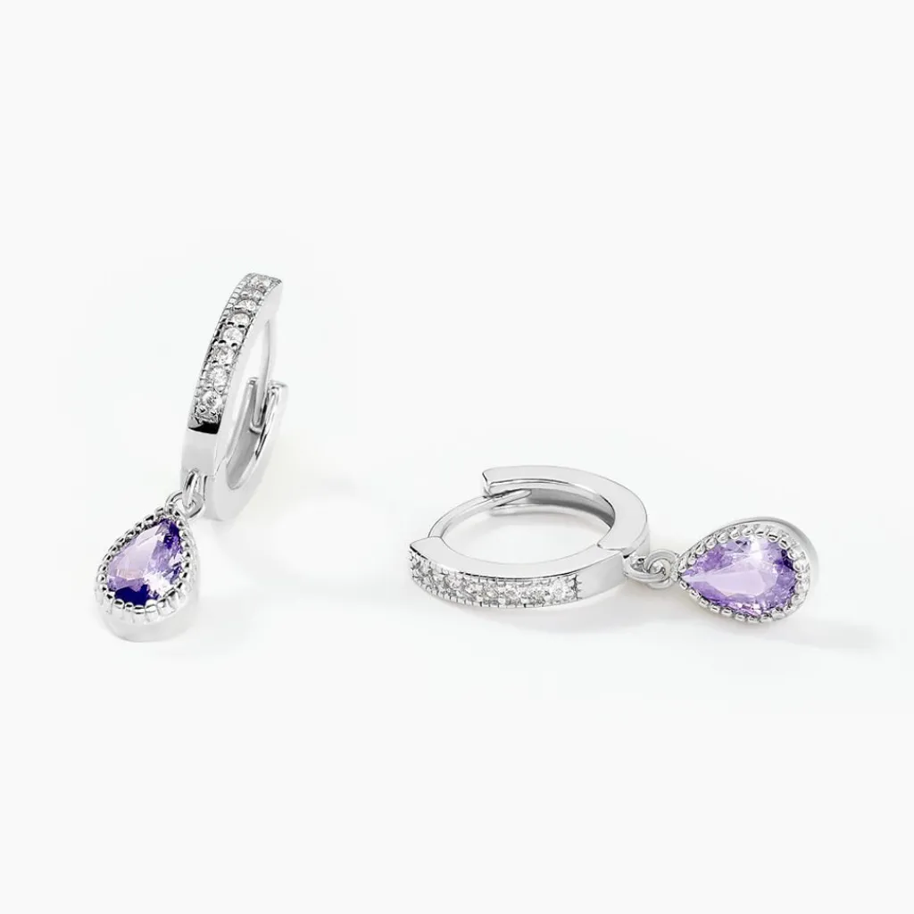 Histoire d'Or Créoles Jerusha Argent Blanc Oxyde De Zirconium argent blanc oxyde lavande Hot