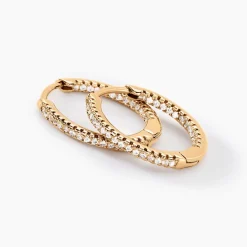 Histoire d'Or Créoles Karolina Rondes Plaqué Or Jaune Oxyde De Zirconium New