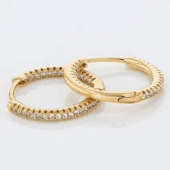 Histoire d'Or Créoles Karolina Rondes Plaqué Or Jaune Oxyde De Zirconium New