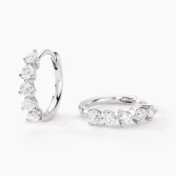 Histoire d'Or Créoles Katana Or Blanc Diamant Synthétique