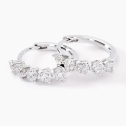 Histoire d'Or Créoles Katana Or Blanc Diamant Synthétique