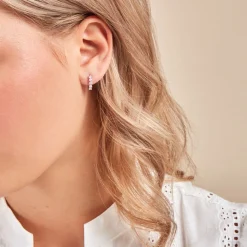 Histoire d'Or Créoles Katana Or Blanc Diamant Synthétique