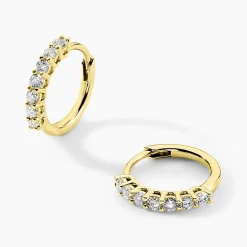 Histoire d'Or Créoles Kean Or Jaune Diamant Synthétique Hot