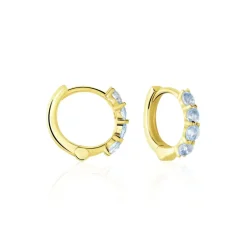 Histoire d'Or Créoles Leatrice or jaune topaze bleu sky Outlet