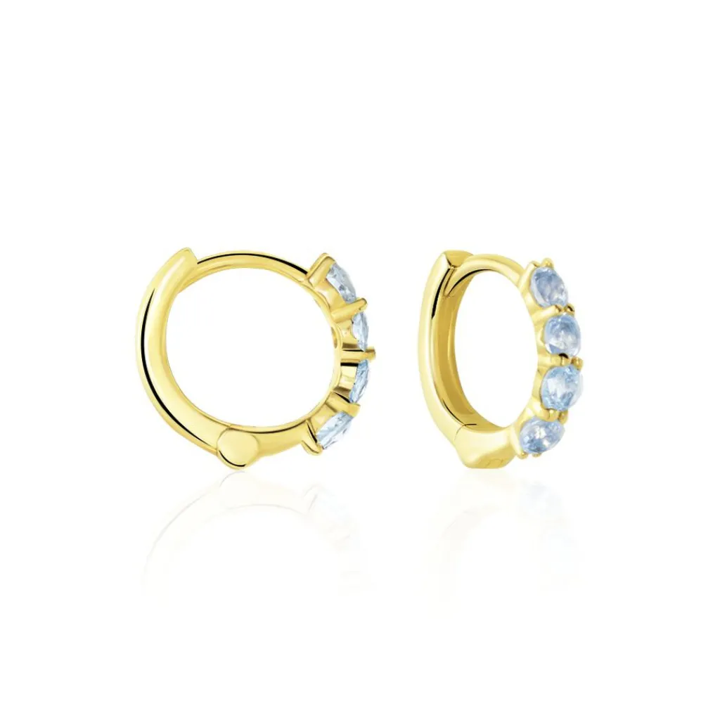 Histoire d'Or Créoles Leatrice or jaune topaze bleu sky Outlet