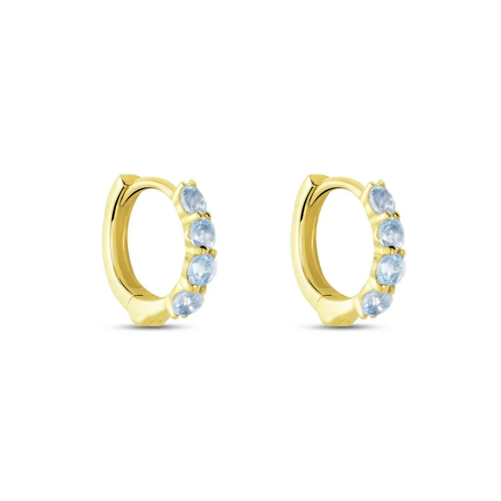 Histoire d'Or Créoles Leatrice or jaune topaze bleu sky Outlet