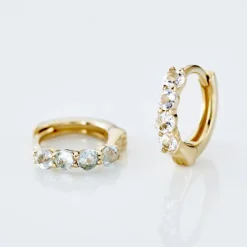 Histoire d'Or Créoles Leatrice or jaune topaze bleu sky Outlet