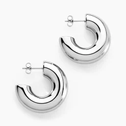 Histoire d'Or Créoles Letty acier blanc sans pierre Clearance