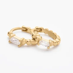 Histoire d'Or Créoles Louisie Plaqué Or Jaune Oxyde De Zirconium New