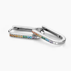 Histoire d'Or Créoles Lutetia Argent Blanc Oxyde De Zirconium argent blanc oxyde orange Clearance