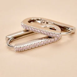 Histoire d'Or Créoles Lutetia Argent Blanc Oxyde De Zirconium argent blanc oxyde rose Sale