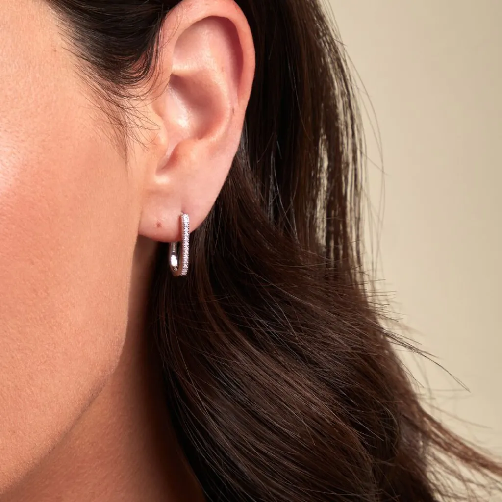 Histoire d'Or Créoles Lutetia Argent Blanc Oxyde De Zirconium argent blanc oxyde rose Sale