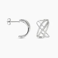 Histoire d'Or Créoles Marlow Argent Blanc Oxyde De Zirconium Discount