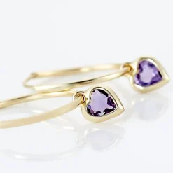 Histoire d'Or Créoles Marsie Coeur Or Jaune Amethyste
