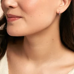 Histoire d'Or Créoles Marty Plaqué Or Jaune Spinelle Synthétique plaqué or jaune oxyde violet New