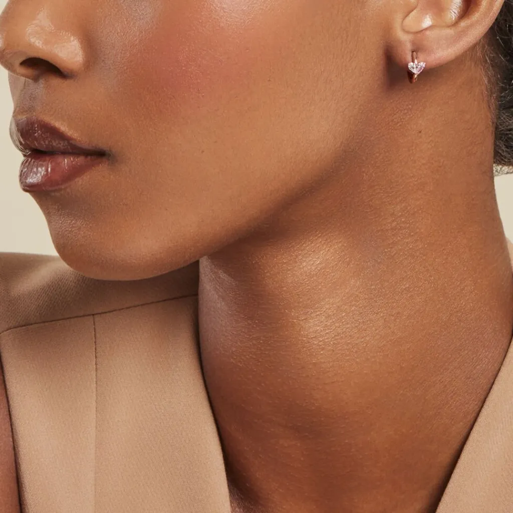 Histoire d'Or Créoles Myhalf De Zirconium argent rose oxyde Discount