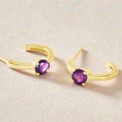 Histoire d'Or Créoles Nottingham Or Jaune Améthyste or jaune améthyste violet