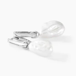 Histoire d'Or Créoles Onassis Argent Blanc Perle De Culture Sale