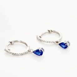 Histoire d'Or Créoles Or Blanc Saphir Et Diamants New