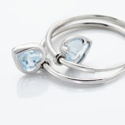 Histoire d'Or Créoles Or Blanc Topaze Azur or blanc topaze bleu Outlet