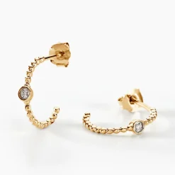 Histoire d'Or Créoles Pearly Effect Or Jaune Diamant Outlet