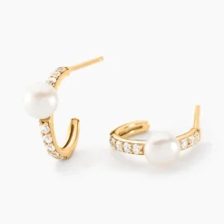 Histoire d'Or Créoles Peni Or Jaune Perle De Culture Oxyde De Zirconium Online