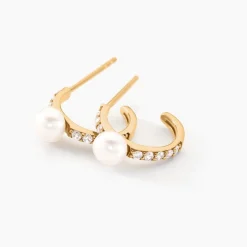 Histoire d'Or Créoles Peni Or Jaune Perle De Culture Oxyde De Zirconium Online