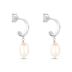 Histoire d'Or Créoles Petia Argent Blanc Perle De Culture Sale