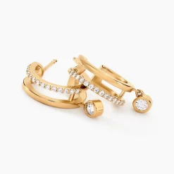 Histoire d'Or Créoles Plaqué Or Jaune Par Oxyde De Zirconium Clearance