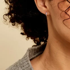 Histoire d'Or Créoles Plaqué Or Jaune Piha Oxydes De Zirconium plaqué or jaune oxyde bleu