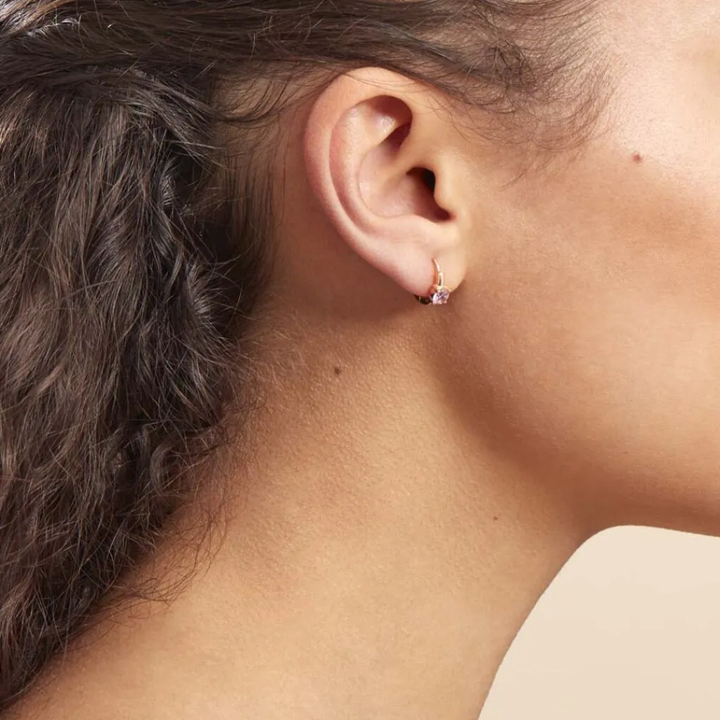 Histoire d'Or Créoles Plaqué Or Laurick Oxydes De Zirconium plaqué or jaune oxyde rose Clearance